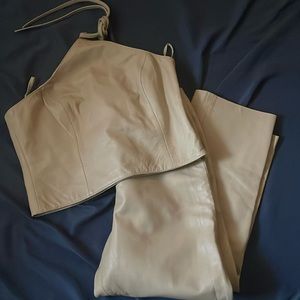 HUGO BUSCATI leather outfit halter top with capri leather pants